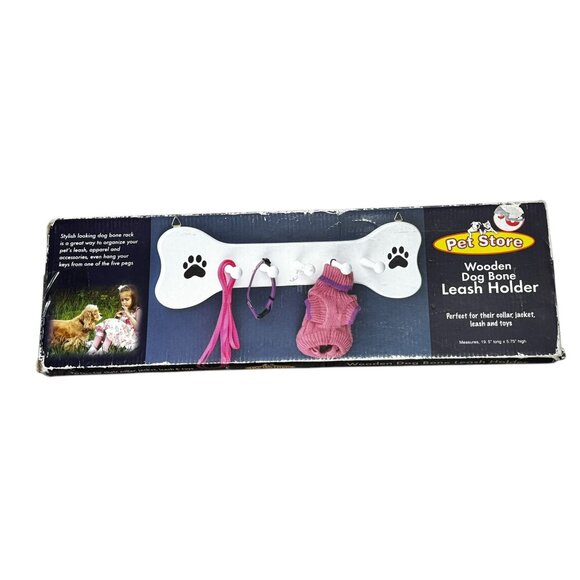 Wooden Dog Bone Leash Holder Large 19.5 x 5.75 - Picture 2 of 6